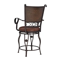 Reed Counter Stool with Arms, Bronze