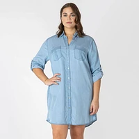 Devoted Taille Plus Femme Robe midi à col décontract
