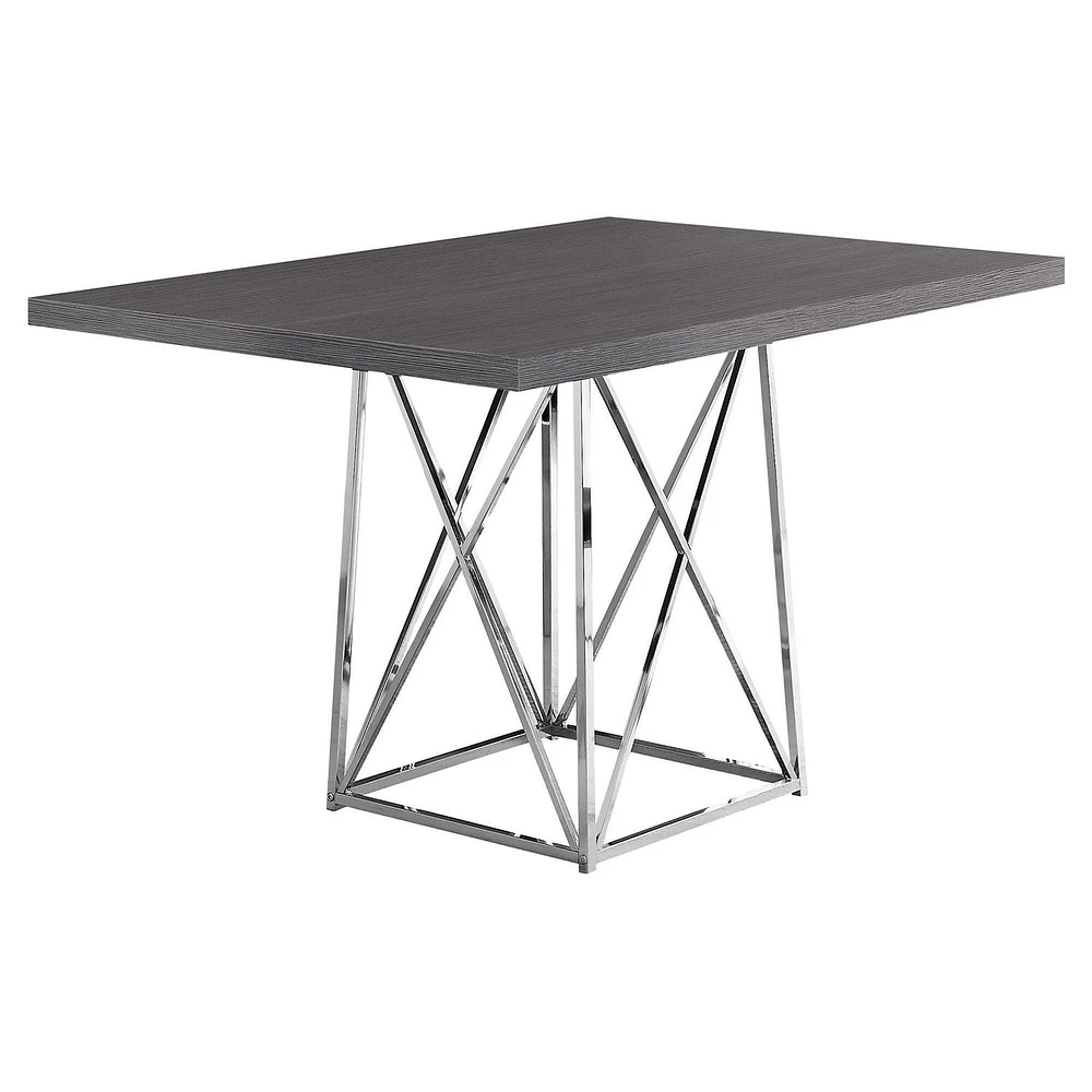 Monarch Specialties Dining Table, 48" Rectangular, Small, Kitchen, Dining Room, Metal, Laminate, Grey, Chrome, Contemporary, Modern