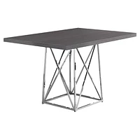 Monarch Specialties Dining Table, 48" Rectangular, Small, Kitchen, Dining Room, Metal, Laminate, Grey, Chrome, Contemporary, Modern