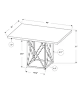 Monarch Specialties Dining Table, 48" Rectangular, Small, Kitchen, Dining Room, Metal, Laminate, Grey, Chrome, Contemporary, Modern