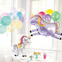 Giant Standing Unicorn Foil Balloon Centerpiece, 30", Reusable, Helium Quality