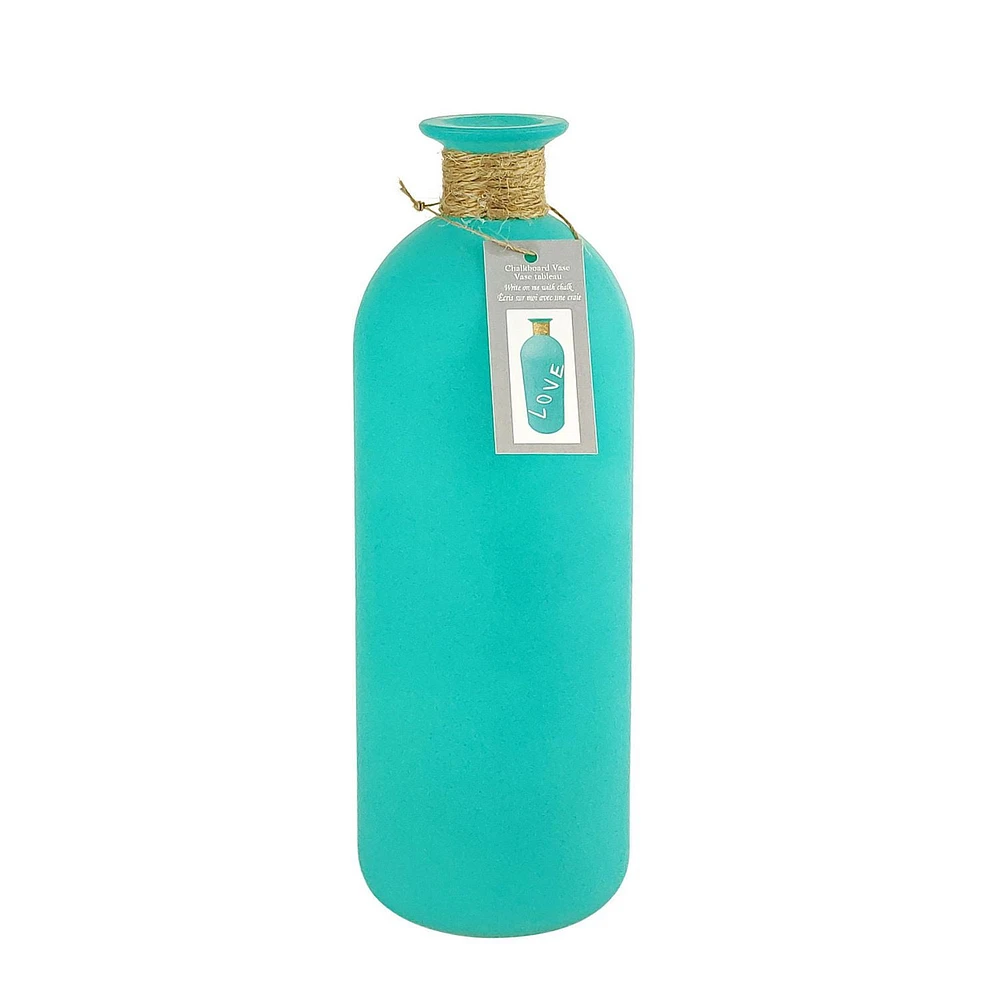 Lerman Decor glass bottle teal, Glass bottle teal