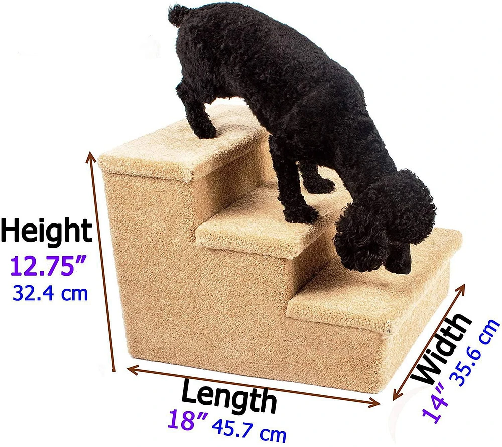 Penn Plax 3 Step Carpeted Pet Steps for Cats and Dogs