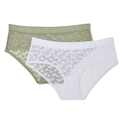 Lot de 2 culottes aux hanches en dentelle No Boundaries pour femmes