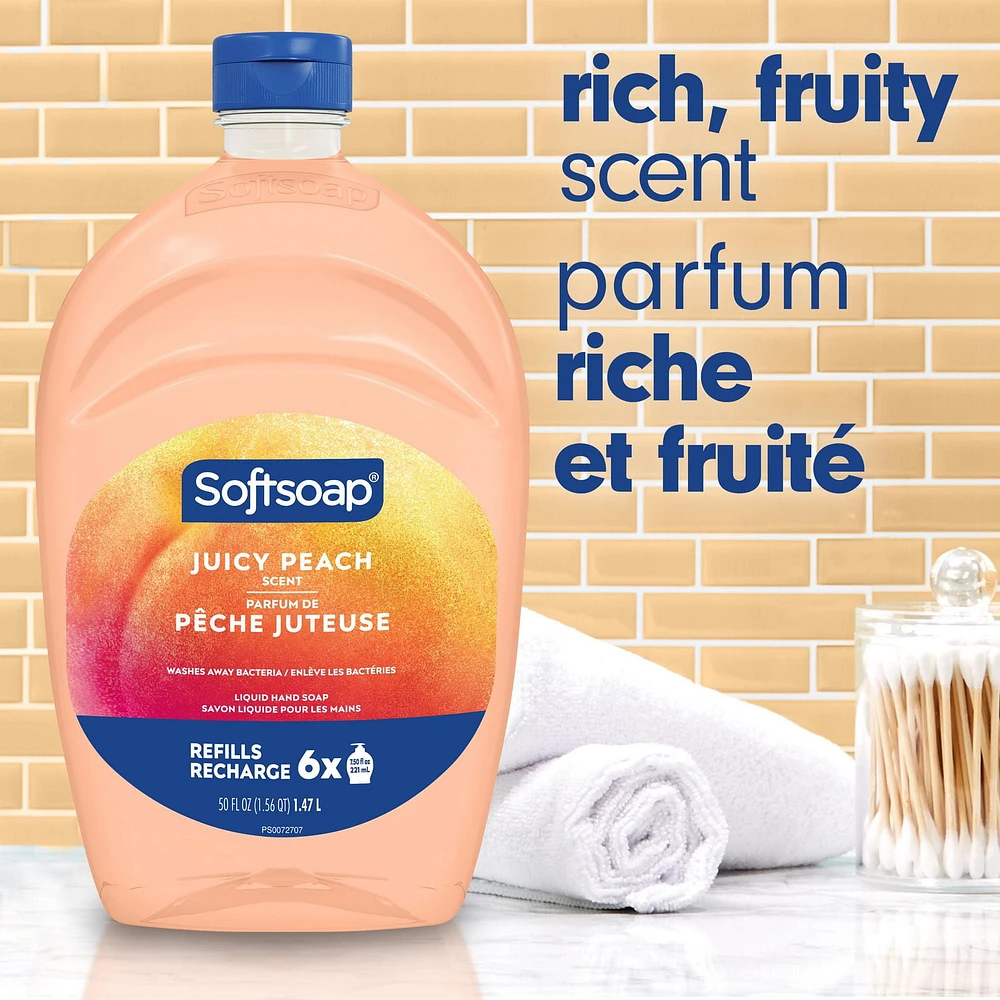 Softsoap Savon Liquide pour les Mains Pêche Juteuse, Bouteille Rechargeable de 1,47 Litre