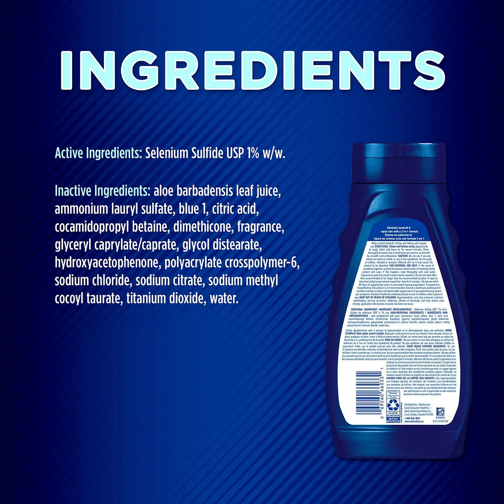 Selsun Blue Shampooing anti-pelliculaire 2 en 1, 300 ml – Aide à contrôler les pellicules, les démangeaisons et desquamation associées aux pellicules, nettoie et revitalise en une même  étape 300 ml