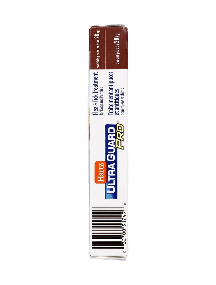 Traitement antipuces et antitiques Ultra Guard Pro de Hartz pour chiens et chiots Applicateur Pro-Glide.  Pour chien plus grand que 28kg/60lbs