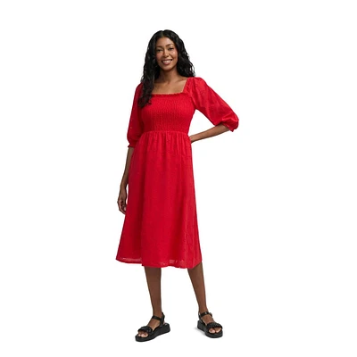 Mexx Women’s Eyelet Tiered Dress with Puff Sleeves, XS-XXL