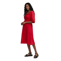 Mexx Women’s Eyelet Tiered Dress with Puff Sleeves, XS-XXL