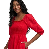 Mexx Women’s Eyelet Tiered Dress with Puff Sleeves, XS-XXL