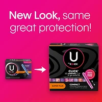 U by Kotex Click Compact Tampons, Super Plus Absorbency, Unscented, 32 Count