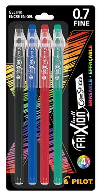 FriXion Ball Color Sticks Erasable Pens -  Assorted, Fine 0.7mm point, 4-pk