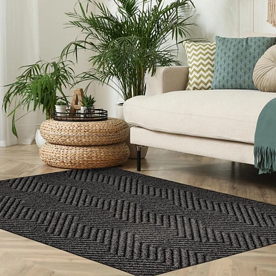 Avenue B Contours charcoal 5' x 7' area rug