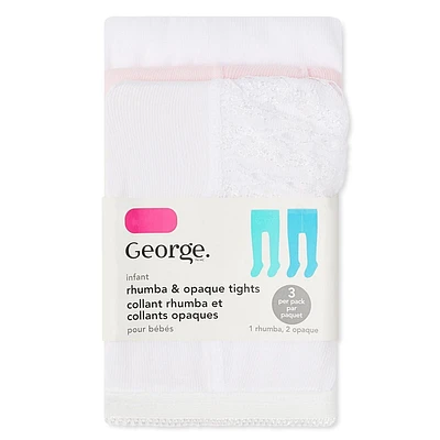 George Baby Girls' Tights 3-Pack, Sizes 0-9 months