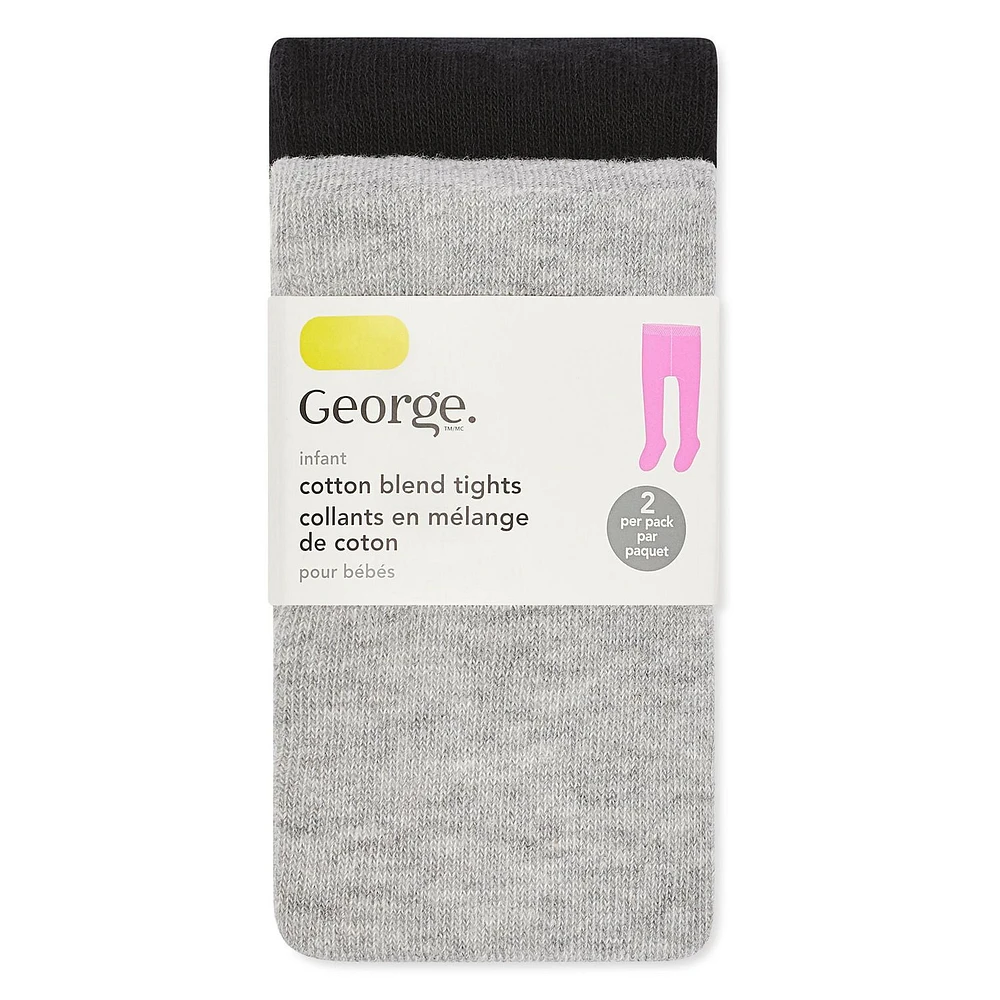 George Baby Girls' Cotton Blend Tights 2-Pack