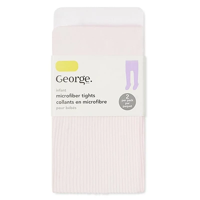 George Baby Girls' Microfibre Tights 2-Pack, Sizes 2-24 months