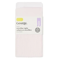 George Baby Girls' Microfibre Tights 2-Pack, Sizes 2-24 months