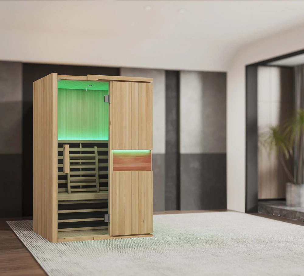 Blisspod 2-Person Full Spectrum Sauna Hemlock Low EMF, 6 Far Infrared & Red Heater & Chromotherapy