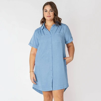 Devoted Taille Plus Femme Mini robe boutonnée