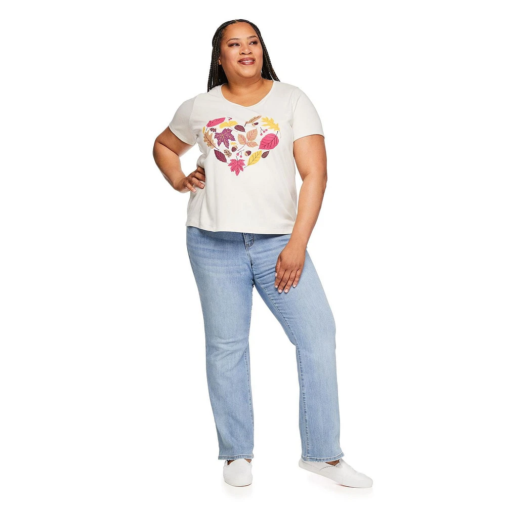 T-shirt à encolure ras du cou Iyla Plus pour femmes Tailles 1X-4X