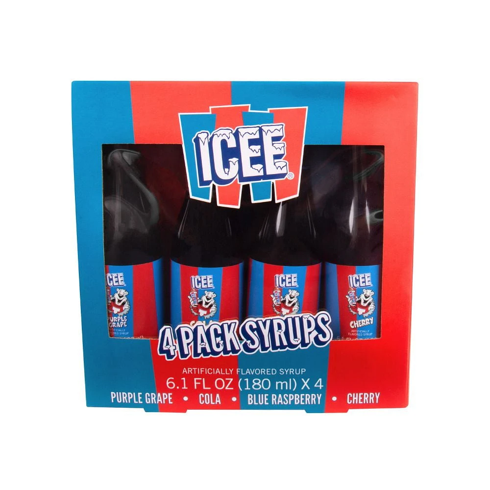 ICEE Syrups - 4 Pack, Blue Raspberry & Red Cherry, 16.9 Fl oz Bottles, Officially Licensed ICEE Flavored Syrup Pack