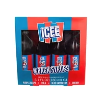 ICEE Syrups - 4 Pack, Blue Raspberry & Red Cherry, 16.9 Fl oz Bottles, Officially Licensed ICEE Flavored Syrup Pack