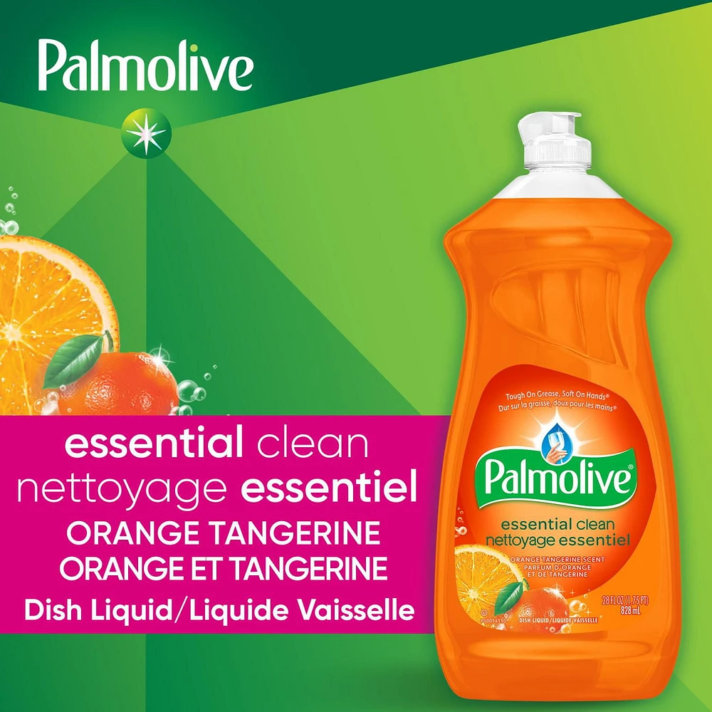 Palmolive Essential Clean Liquid Dish Soap, Orange Tangerine, 828mL