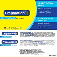 Paquet de suppositoires de Préparation H 24 unités
