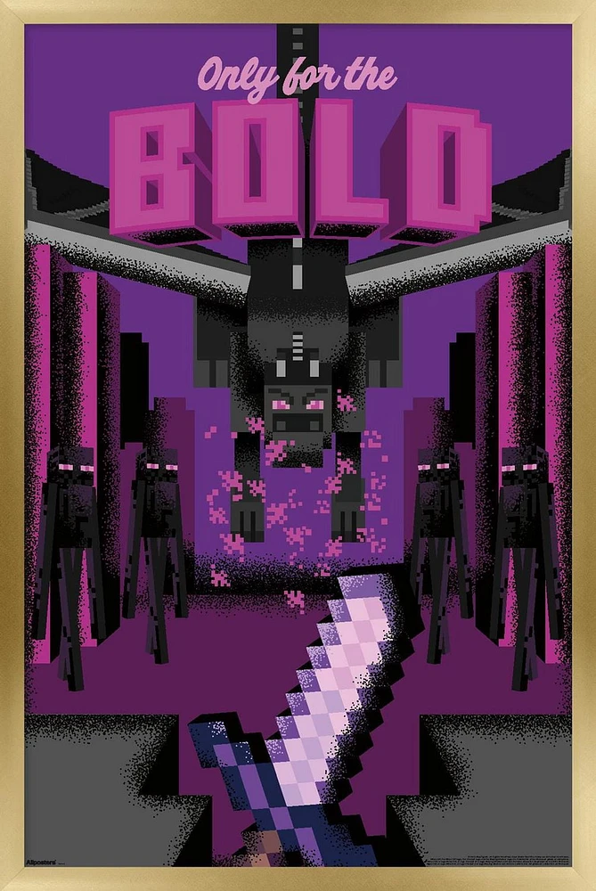 Minecraft: Discover - Only For The Bold Wall Poster, 14.725" x 22.375" Framed