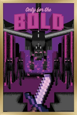Minecraft: Discover - Only For The Bold Wall Poster, 14.725" x 22.375" Framed