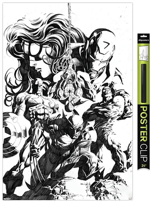 Marvel Sketch - Group Wall Poster, 14.725" x 22.375" Framed
