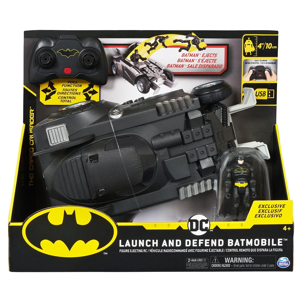 Batman Launch and Defend Batmobile Remote Control Vehicle with Exclusive 4-inch Action Figure, Batman