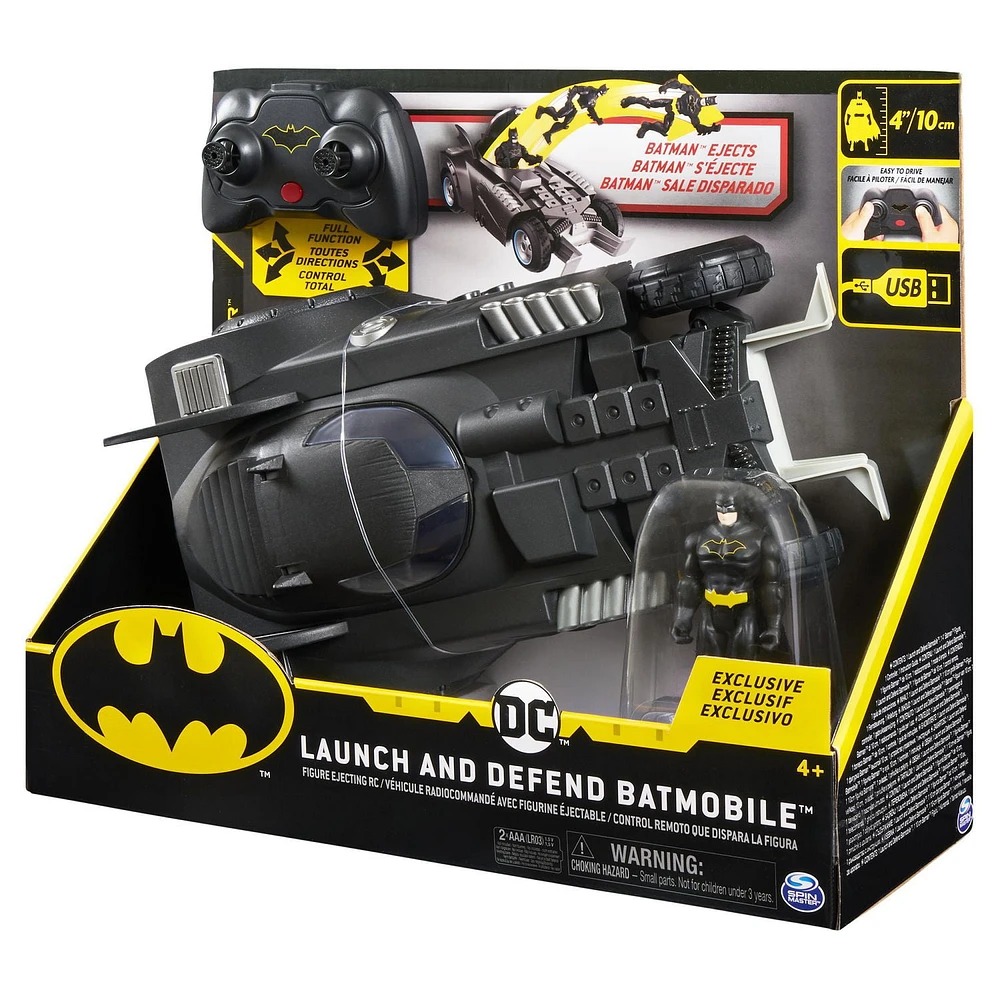 Batman Launch and Defend Batmobile Remote Control Vehicle with Exclusive 4-inch Action Figure, Batman