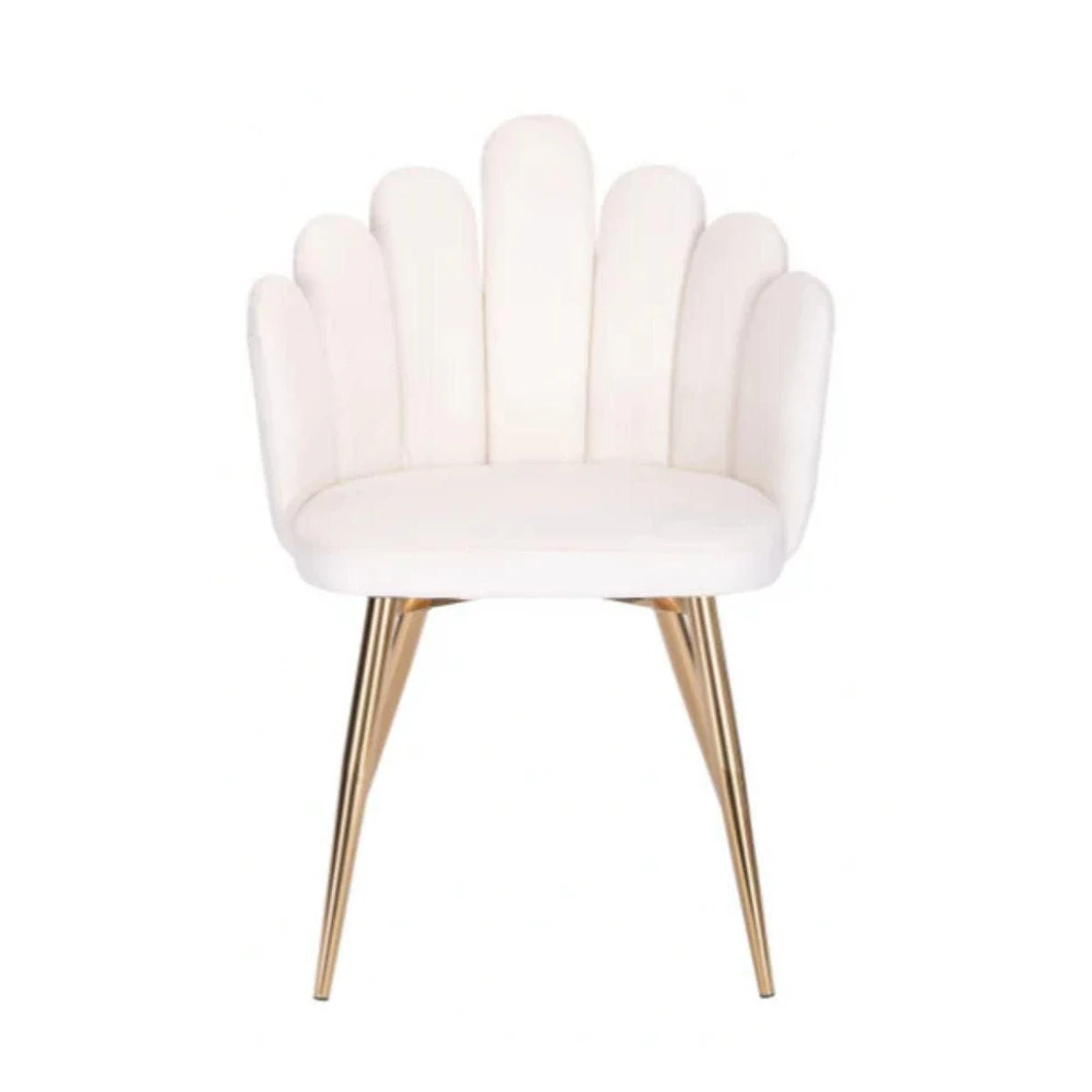 CLOE DINING CHAIR IN WHITE LINEN AND GOLD METAL LEGS