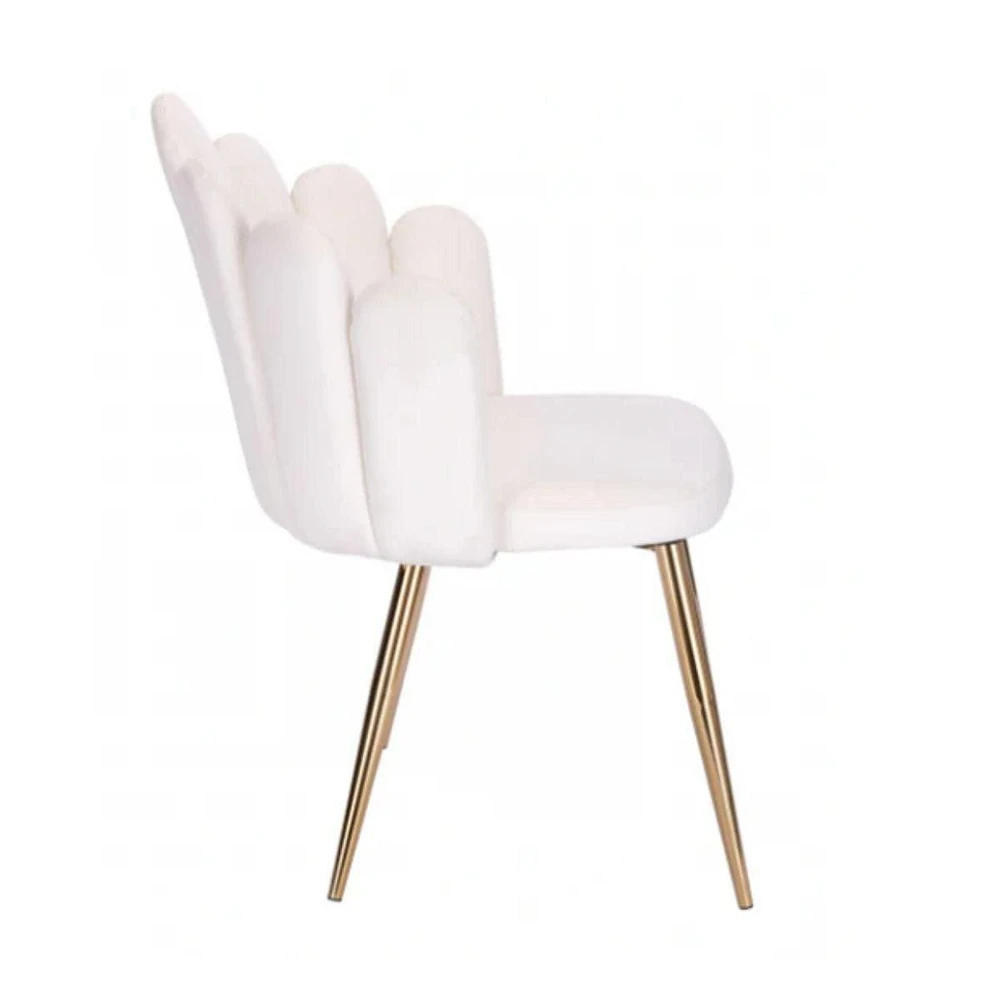 CLOE DINING CHAIR IN WHITE LINEN AND GOLD METAL LEGS