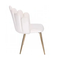 CLOE DINING CHAIR IN WHITE LINEN AND GOLD METAL LEGS