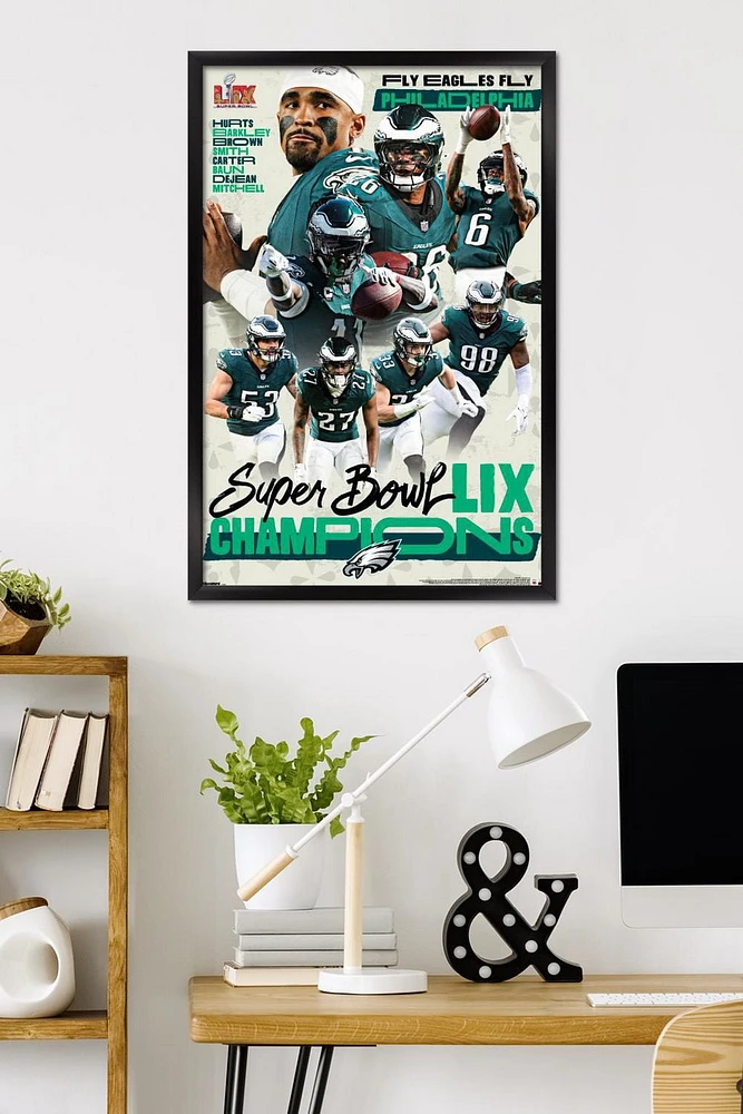 NFL Philadelphia Eagles - Super Bowl LIX Champions Wall Poster, 22.375" x 34" Framed