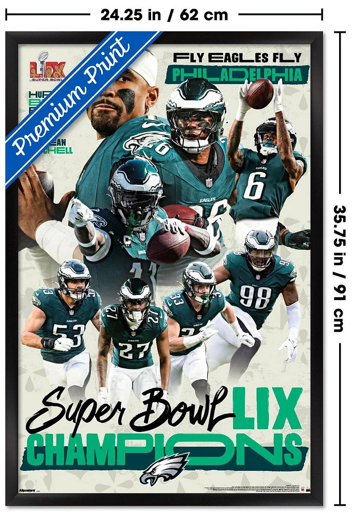 NFL Philadelphia Eagles - Super Bowl LIX Champions Wall Poster, 22.375" x 34" Framed