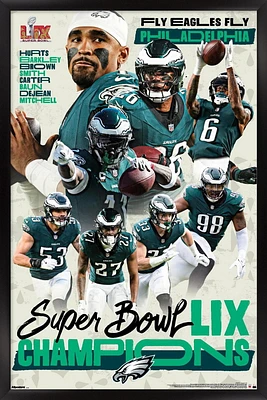 NFL Philadelphia Eagles - Super Bowl LIX Champions Wall Poster, 22.375" x 34" Framed