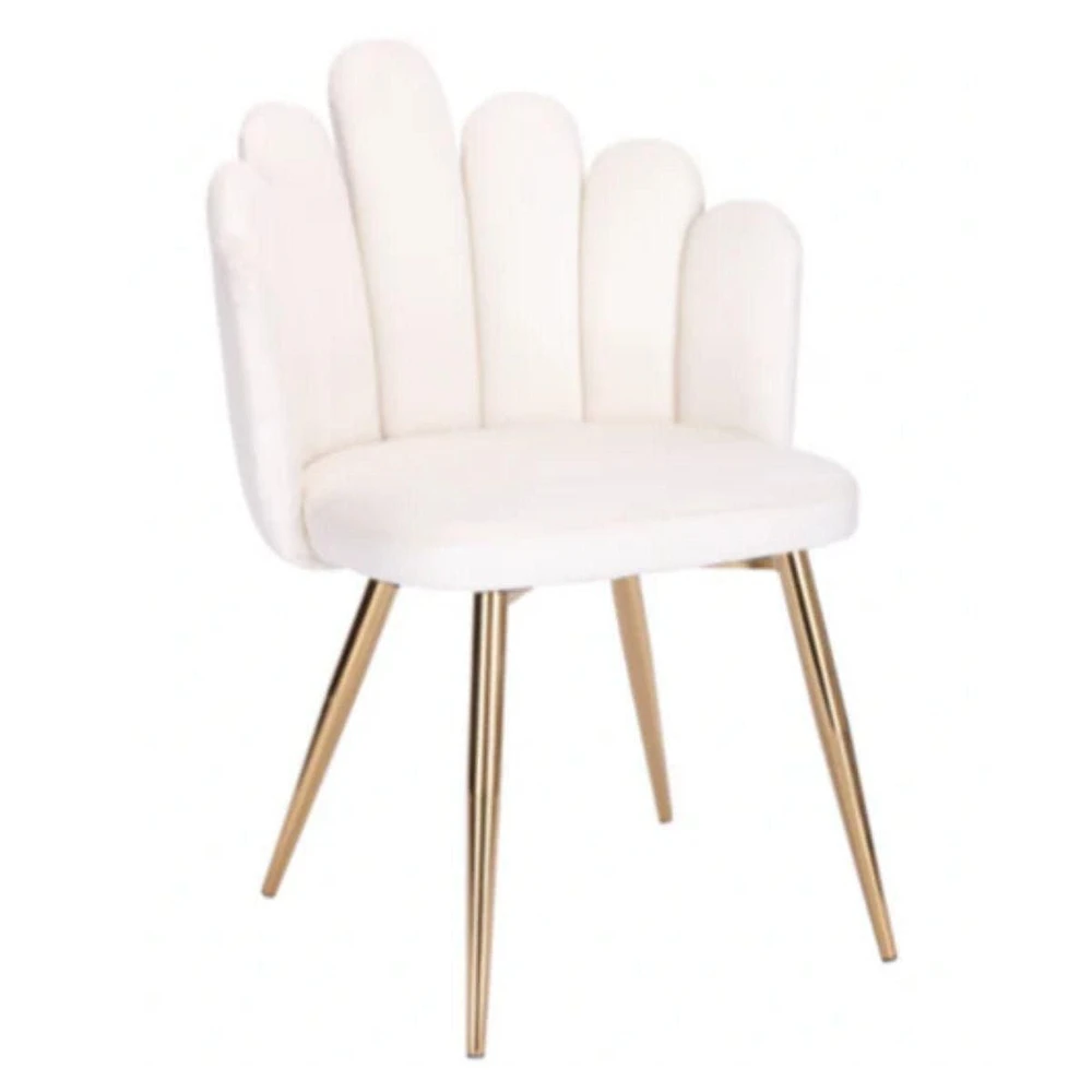 CLOE DINING CHAIR IN WHITE LINEN AND GOLD METAL LEGS