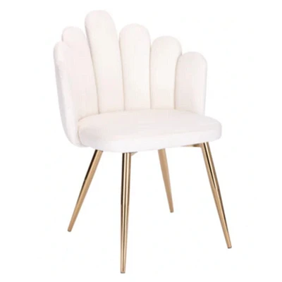 CLOE DINING CHAIR IN WHITE LINEN AND GOLD METAL LEGS