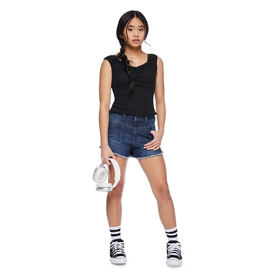 My Sister's Closet Girls' Dolphin Hem Seamed Short, Sizes 7-18