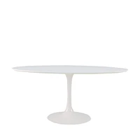 Plata Import Oval Shiny MDF Table in White, White MDF Table, Aluminum Table, White Table with Aluminum Base, Oval Table with semi-glossy finish, White Oval Table 66"