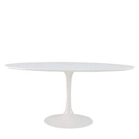 Plata Import Oval Shiny MDF Table in White, White MDF Table, Aluminum Table, White Table with Aluminum Base, Oval Table with semi-glossy finish, White Oval Table 66"