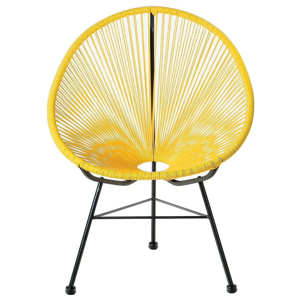 Plata Import Acapulco Chair in Yellow, Wire Lounge Chair, Plastic Lounge Chair, Beach Lounge Chair, Indoor-Outdoor Lounge Chair, Patio Lounge Chair, Oval Lounge Chair