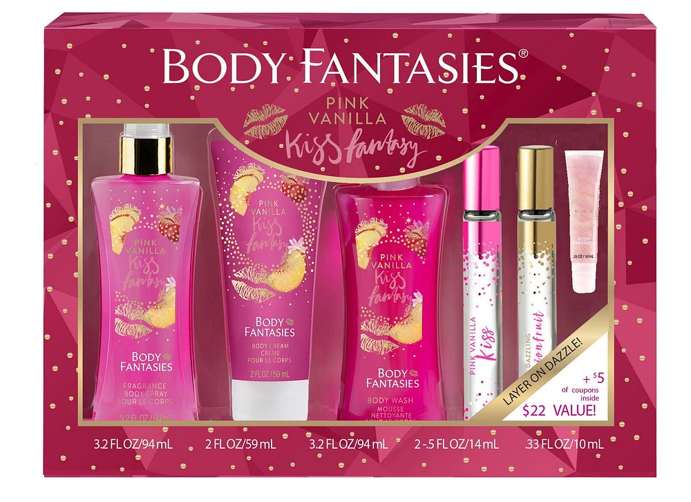 Body Fantasies Pink Vanilla Kiss Bath Gift Set