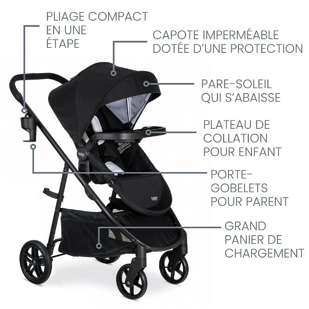 Système de voyage, Willow Brook de Britax, Onyx Glacier