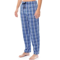 Fruit of the Loom Men's Sueded Jersey Cotton Sleep Pants. light blue plaid