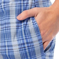 Fruit of the Loom Men's Sueded Jersey Cotton Sleep Pants. light blue plaid